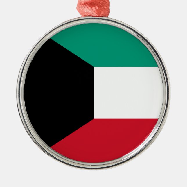 Flag of Kuwait Metal Tree Decoration (Front)