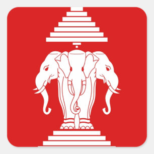 Flag of Laos (1952-1975) - ທຸງຊາດລາວ Square Sticker