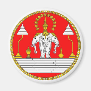 FLAG OF LAOS THREE HEAD ELEPHANT MAGNET