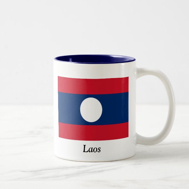 Flag of Laos Two-Tone Coffee Mug (Right)