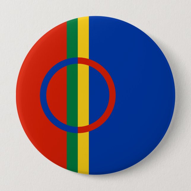 Flag of Lapland (Christmas) (Sami) (Laplander) 10 Cm Round Badge (Front)