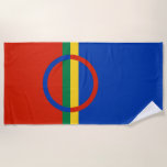 Flag of Lapland (Christmas) (Sami) (Laplander) Beach Towel<br><div class="desc">This design features the flag of Lapland,  which is a region of Northern Europe that is more properly called Sápmi. The area has been traditionally inhabited by the Sámi people. The region stretches over four countries: Norway,  Sweden,  Finland,  and Russia.</div>