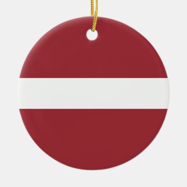 Flag of Latvia Ceramic Tree Decoration (Front)