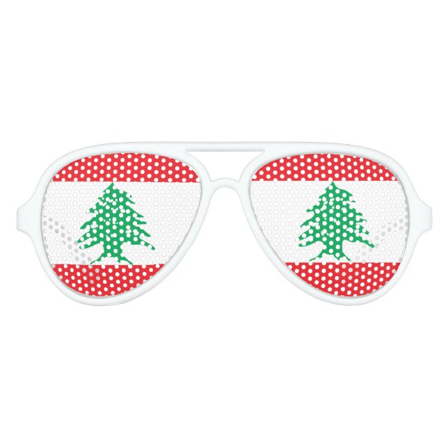 Flag of Lebanon, Fun Lebanese Flag Aviator Sunglasses (Front)