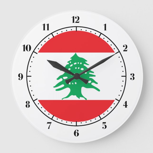 Flag of Lebanon Large Clock (Front)