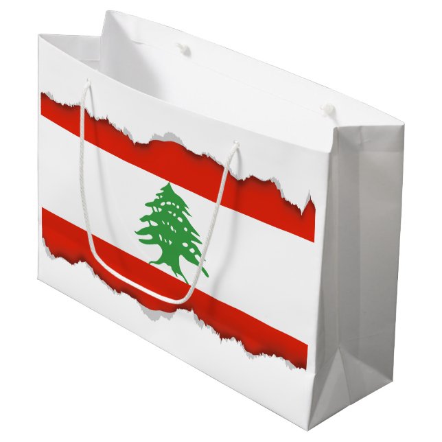 Flag of Lebanon Large Gift Bag (Front Angled)