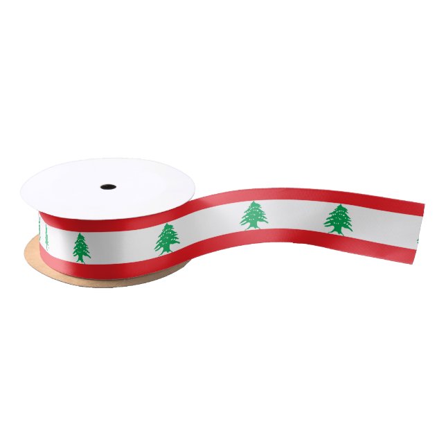 Flag of Lebanon ribbon Satin Ribbon (Spool)