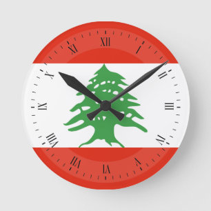 Flag of Lebanon Round Clock