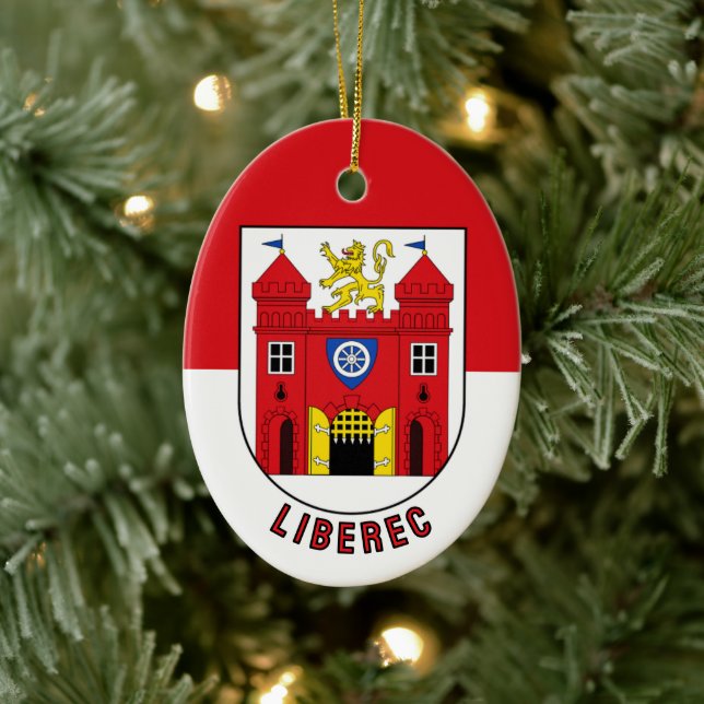 Flag of Liberec, Czech Republic Ceramic Tree Decoration (Tree)
