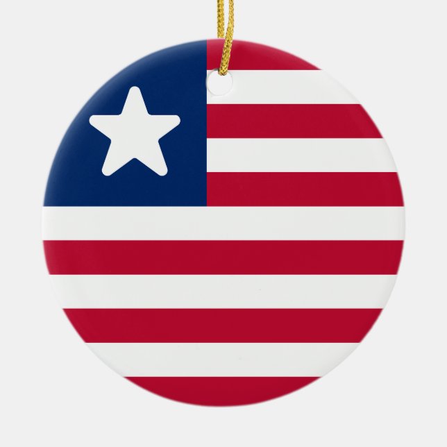 Flag of Liberia Ceramic Tree Decoration (Front)