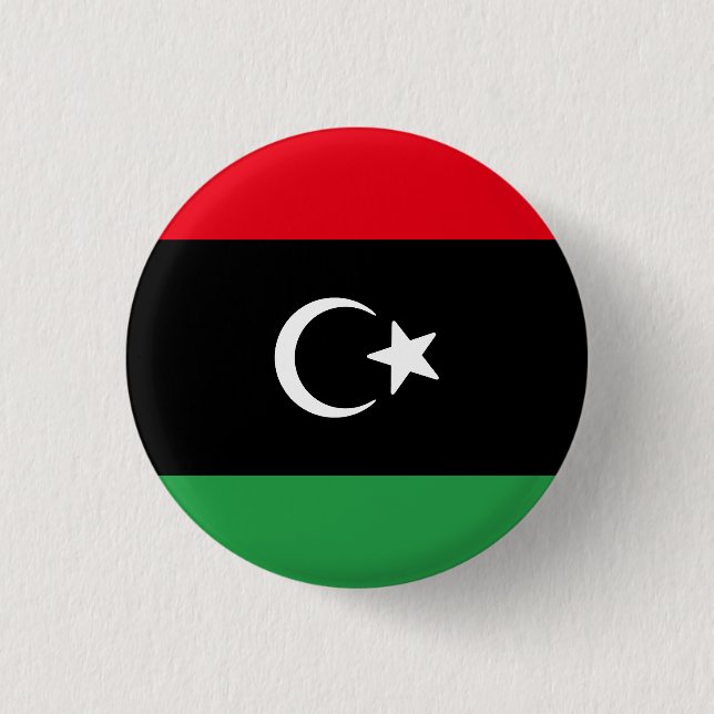 Flag of Libya 3 Cm Round Badge (Front)