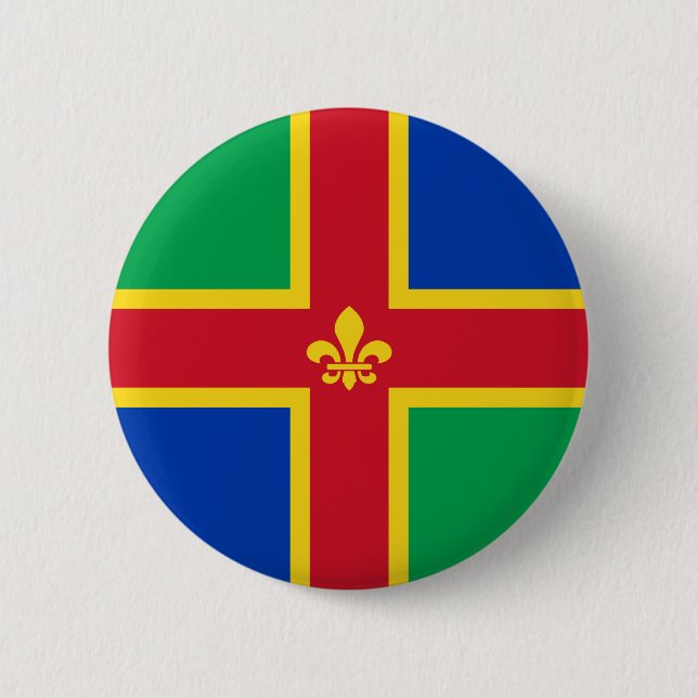 Flag of Lincolnshire 6 Cm Round Badge (Front)