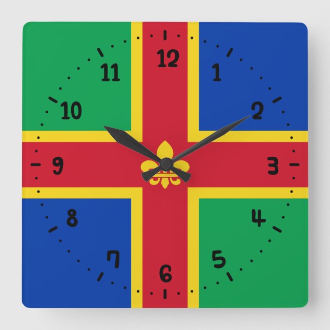 Flag of Lincolnshire Square Wall Clock (Front)