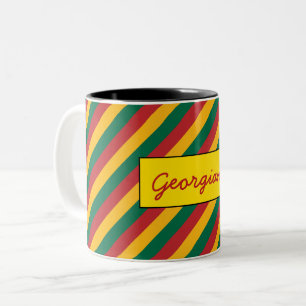 Flag of Lithuania Inspired Colored Stripes Pattern Two-Tone Coffee Mug