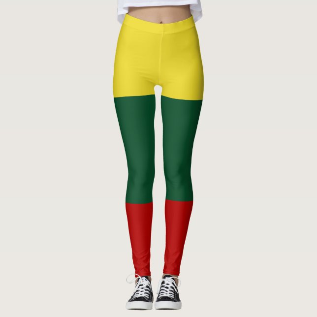 Flag of Lithuania Yellow Green Red Leggings (Front)