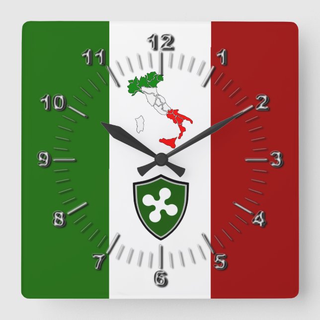 Flag of Lombardia (Italy)  Square Wall Clock (Front)