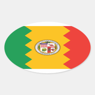 Flag of Los Angeles, California Oval Sticker