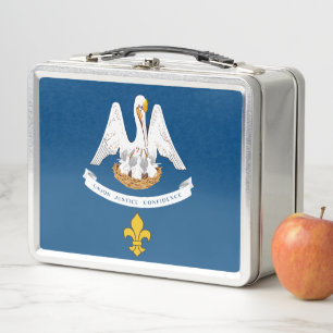 Flag of Louisiana with Fleur de Lis Metal Lunch Box