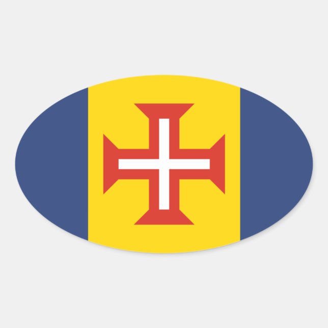 Flag of Madeira, Portugal Oval Sticker (Front)