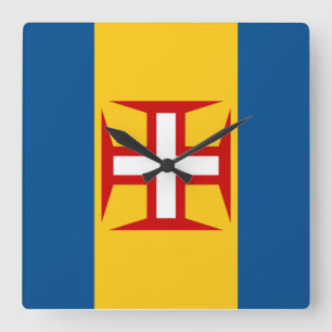 Flag of Madeira Square Wall Clock