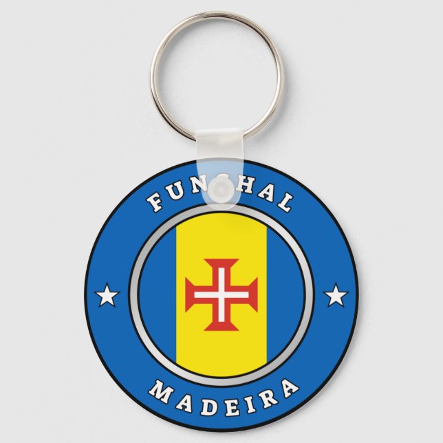 Flag Of Madeira & Text Key Ring (Front)