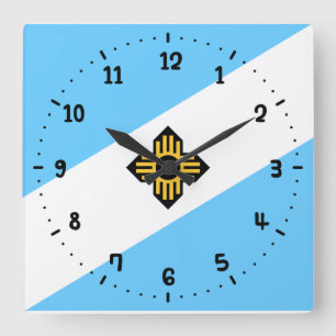 Flag of Madison, Wisconsin Square Wall Clock