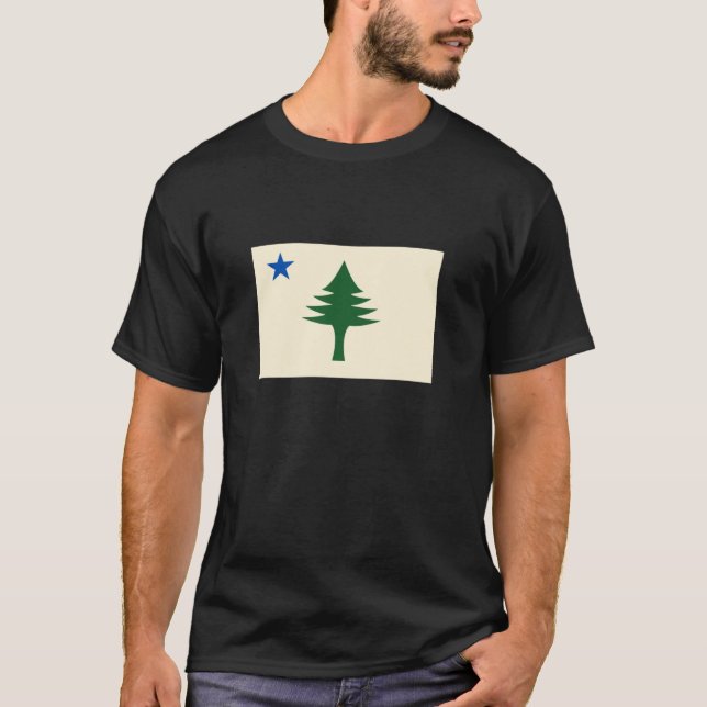 Flag of Maine 1901 Maine State Flag Pine Tree Stat T-Shirt (Front)