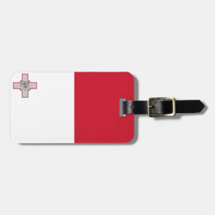 Flag of Malta Luggage Tag w/ leather strap