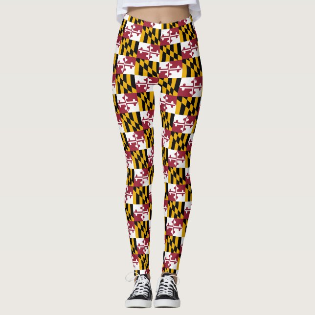 Flag of Maryland, American state flag Leggings (Front)