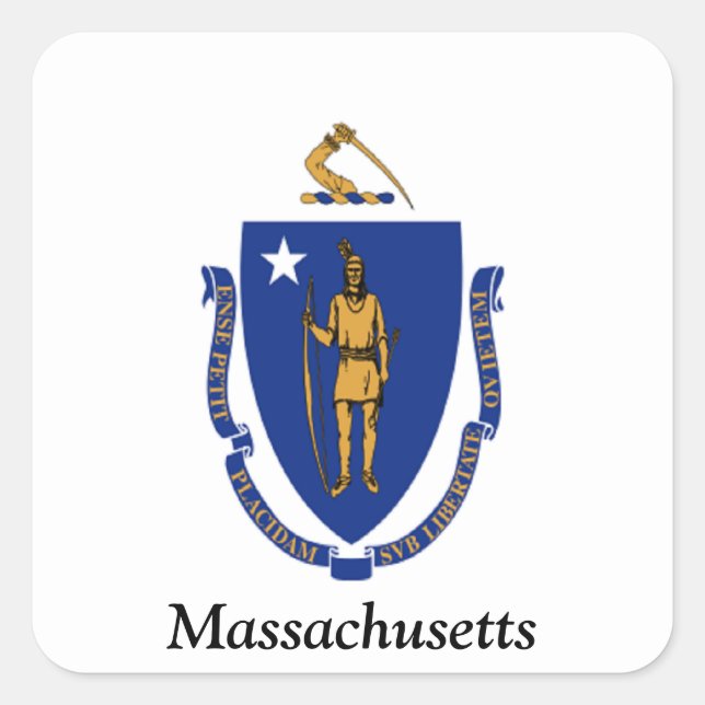 Flag of Massachusetts Square Sticker (Front)