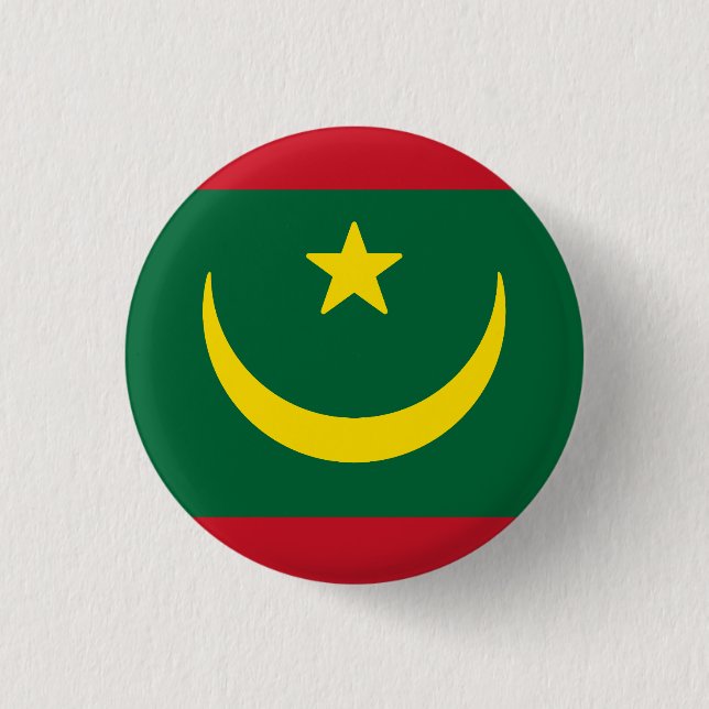 Flag of Mauritania 3 Cm Round Badge (Front)