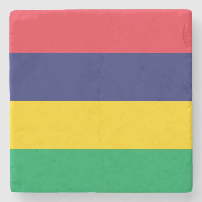 Flag of Mauritius Stone Coaster (Front)