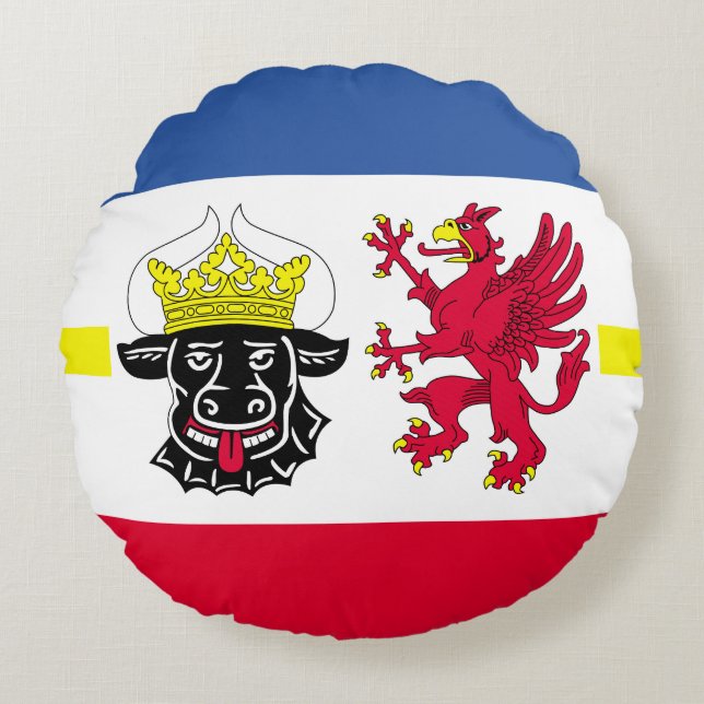 Flag of Mecklenburg-Western Pomerania Round Pillow (Front)