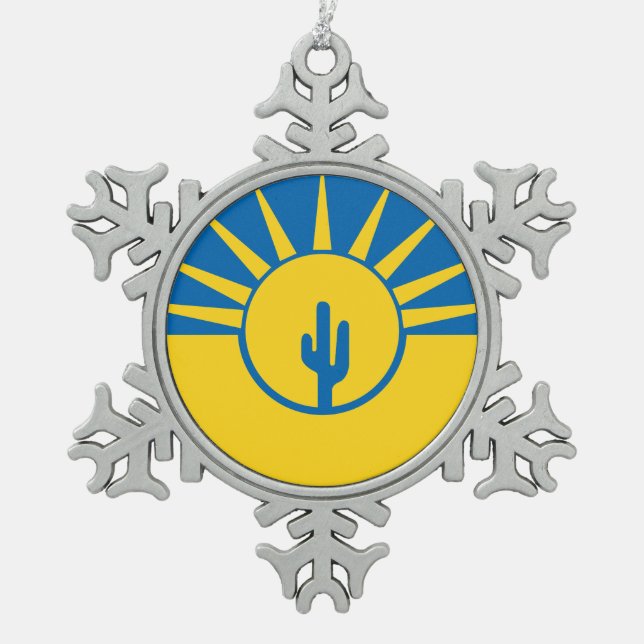 Flag of Mesa, Arizona Snowflake Pewter Christmas O Snowflake Pewter Christmas Ornament (Front)