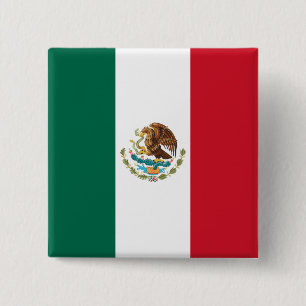 Flag of Mexico, Bandera de Mexico 15 Cm Square Badge