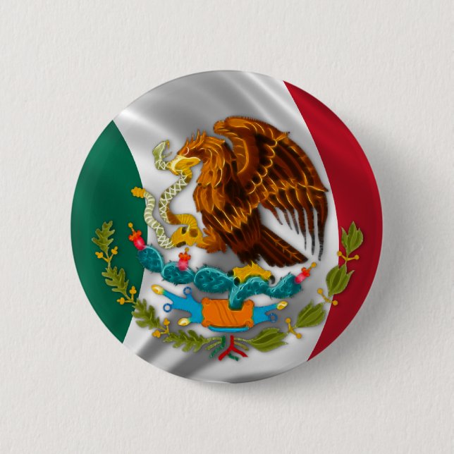 Flag of Mexico, Coat of Arms 6 Cm Round Badge (Front)