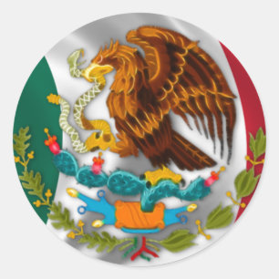 Flag of Mexico, Coat of Arms Classic Round Sticker