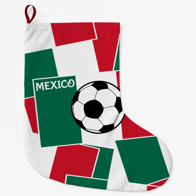 Flag of Mexico Football Large Christmas Stocking (Front)