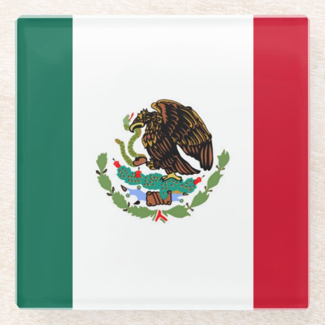 Flag of Mexico Glass Coaster (Front)