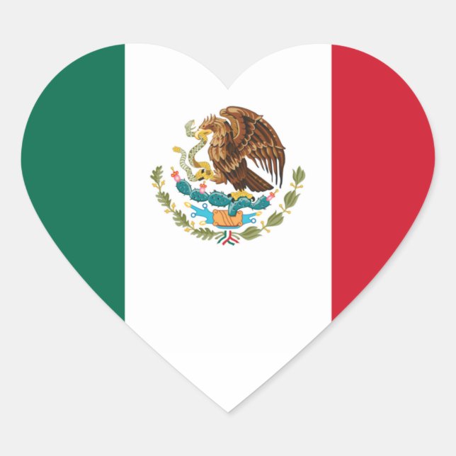 Flag of Mexico Heart Sticker (Front)