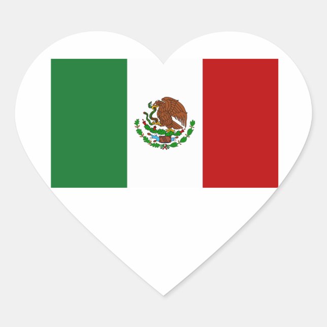Flag of Mexico Heart Sticker (Front)