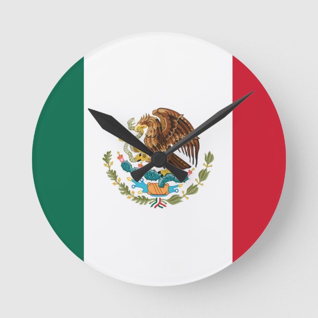 Flag of Mexico - Mexican Flag - Bandera de México Round Clock (Front)