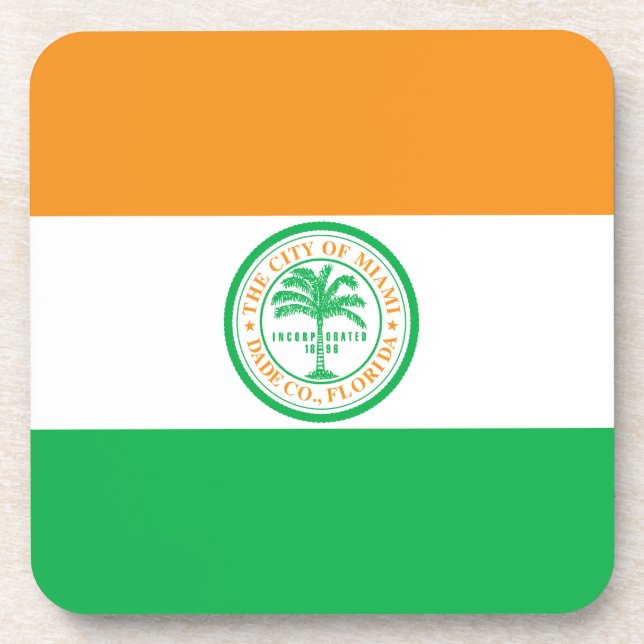 Flag of Miami, Florida Beverage Coaster (Front)