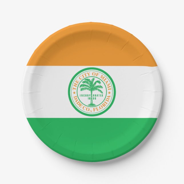 Flag of Miami, Florida Paper Plates (Front)