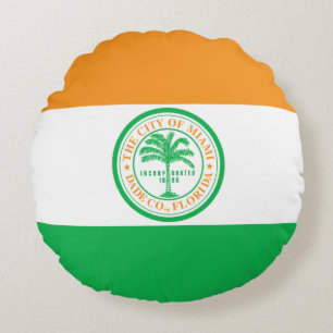 Flag of Miami, Florida Round Pillow