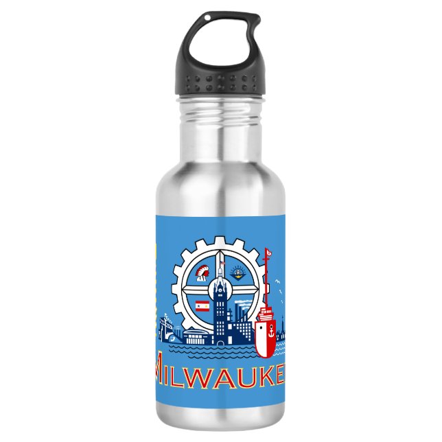 Flag of Milwaukee, Wisconsin  532 Ml Water Bottle (Front)