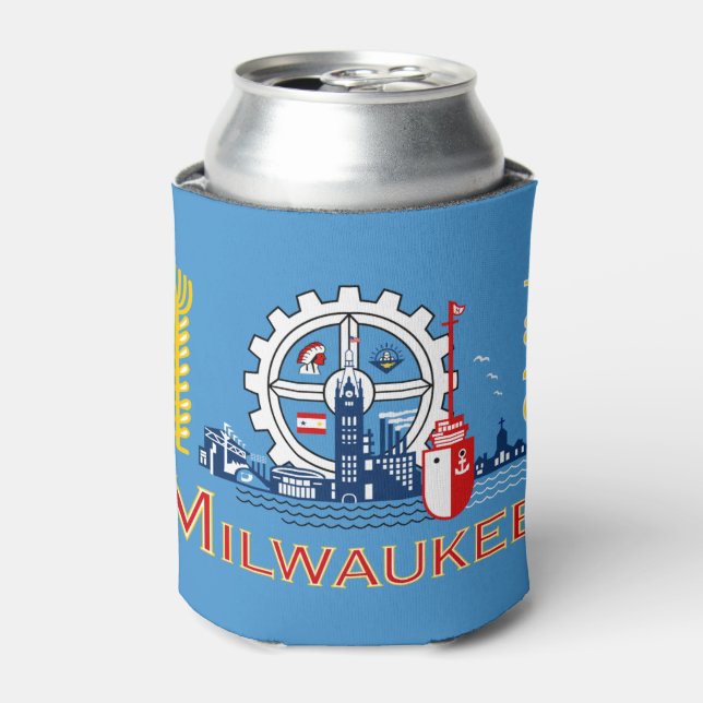 Flag of Milwaukee, Wisconsin Can Cooler (Can Front)