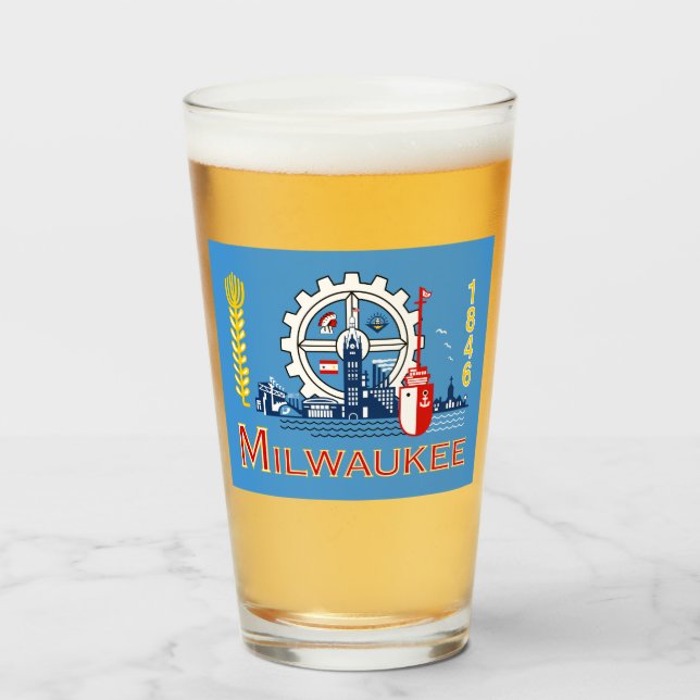 Flag of Milwaukee (Wisconsin) Glass (Front Filled)