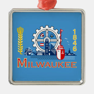 Flag of Milwaukee (Wisconsin) Metal Tree Decoration