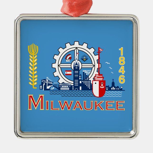 Flag of Milwaukee (Wisconsin) Metal Tree Decoration (Front)